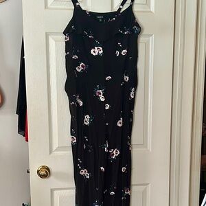 Torrid Black Floral Ruffle Romper
